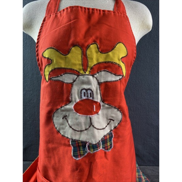 Reindeer Christmas Holiday Double Sided Plaid Red Unisex One Size Fits All - Picture 2 of 7